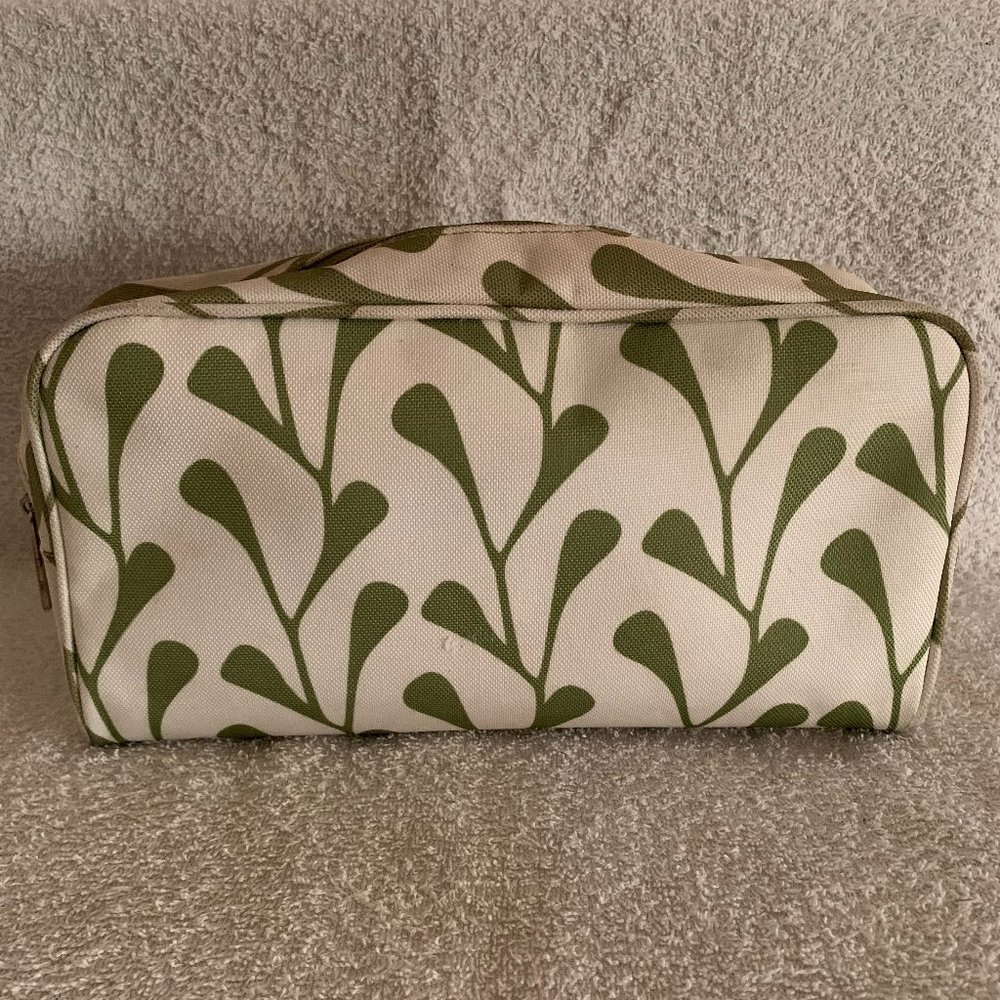 Clinique Makeup Cosmetic Bag Green Leaf and Cream